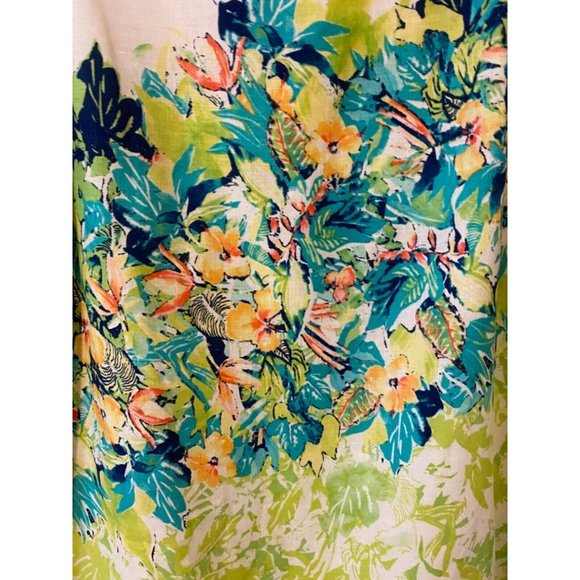 J Jill Dress Medium 6 8 10 Love Linen Career Church Sheath White Garden Floral - Picture 6 of 8